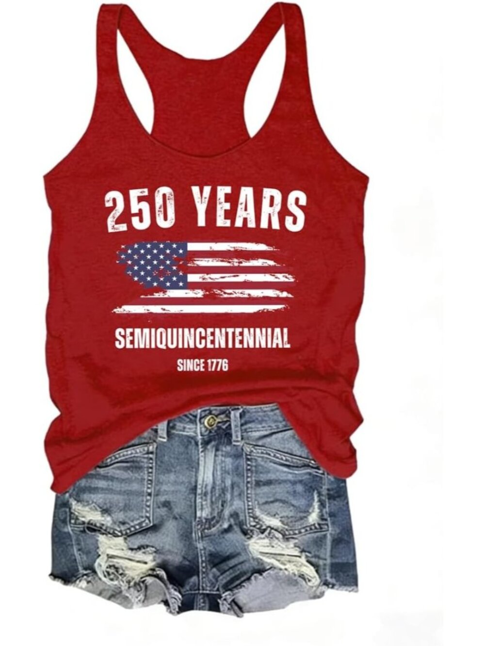 〽️Women Red Air Force Flyover Tank Tops Eagle Patriotic USA Flag Vest Shirt
